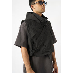 LAKH Flip Snap Pocket Vest Black - OUTERWEAR - Canada