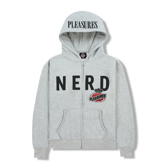 Pleasures Men Nerd Zip Up Hoodie Heather Grey - SWEATERS - Canada