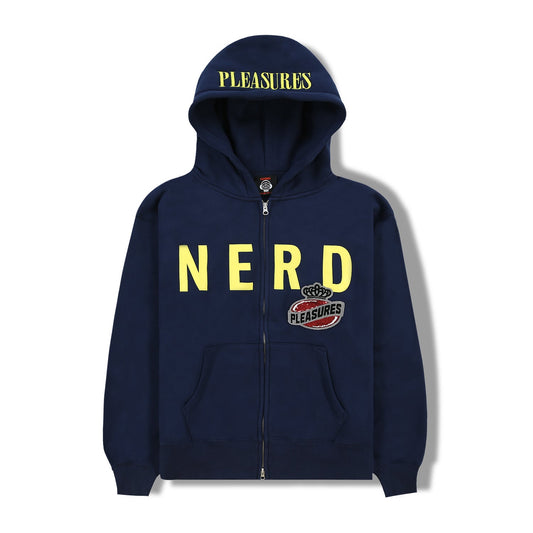 Pleasures Men Nerd Zip Up Hoodie Navy - SWEATERS - Canada