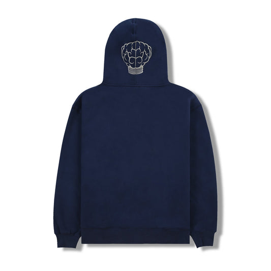 Pleasures Men Nerd Zip Up Hoodie Navy - SWEATERS - Canada