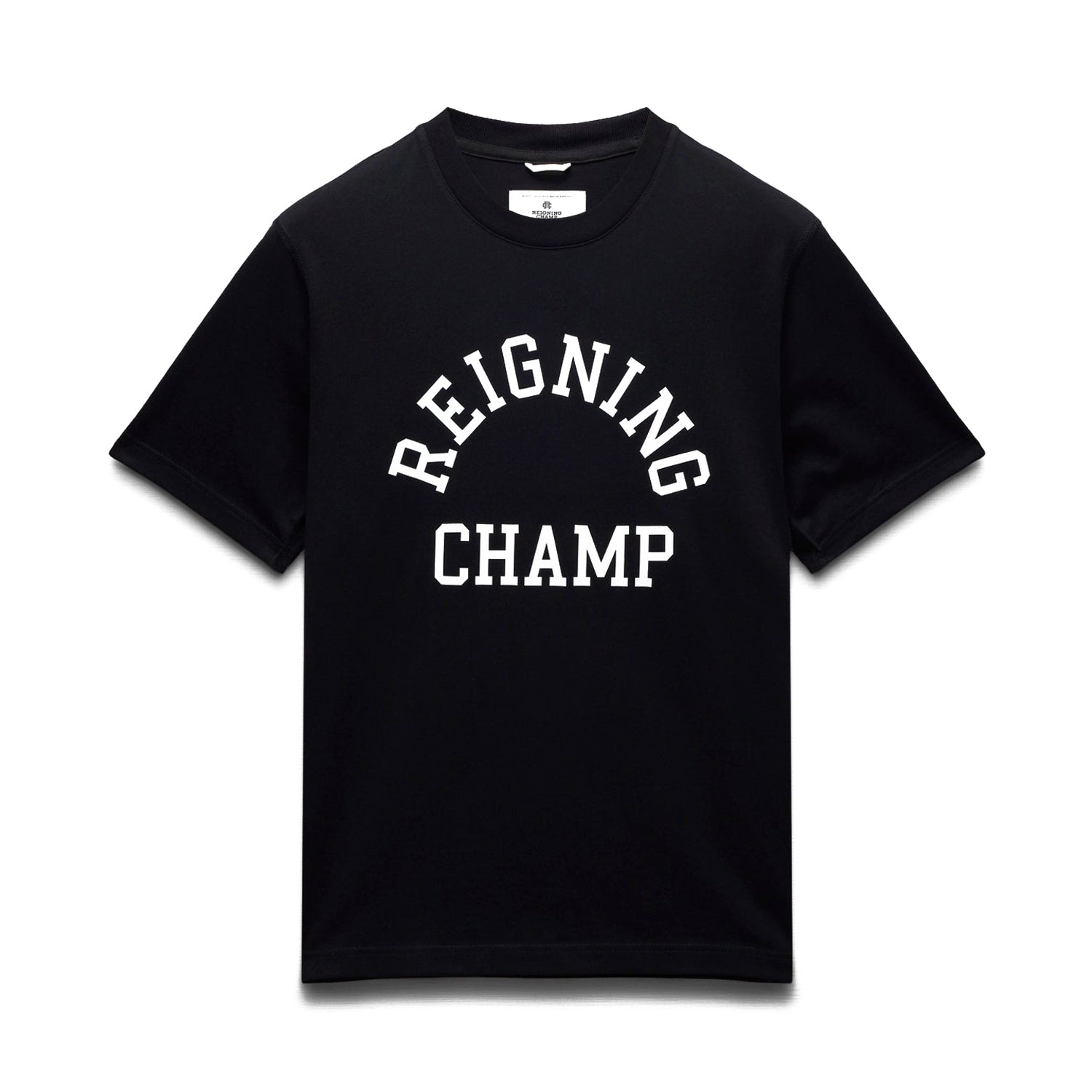 Reigning Champ Men Knit Midweight Jersey Arch Logo T-Shirt Black - T-SHIRTS - Canada