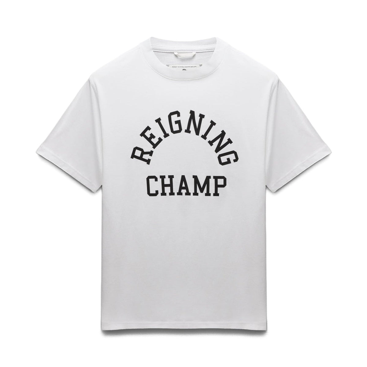 Reigning Champ Men Knit Midweight Jersey Arch Logo T-Shirt White - T-SHIRTS - Canada