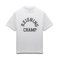 Reigning Champ Men Knit Midweight Jersey Arch Logo T-Shirt White - T-SHIRTS - Canada