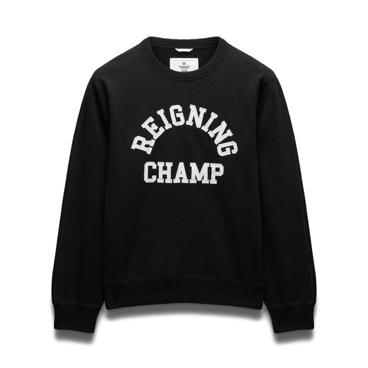 Reigning Champ Men Knit Midweight Terry Classic Arch Logo Crewneck Black - SWEATERS - Canada