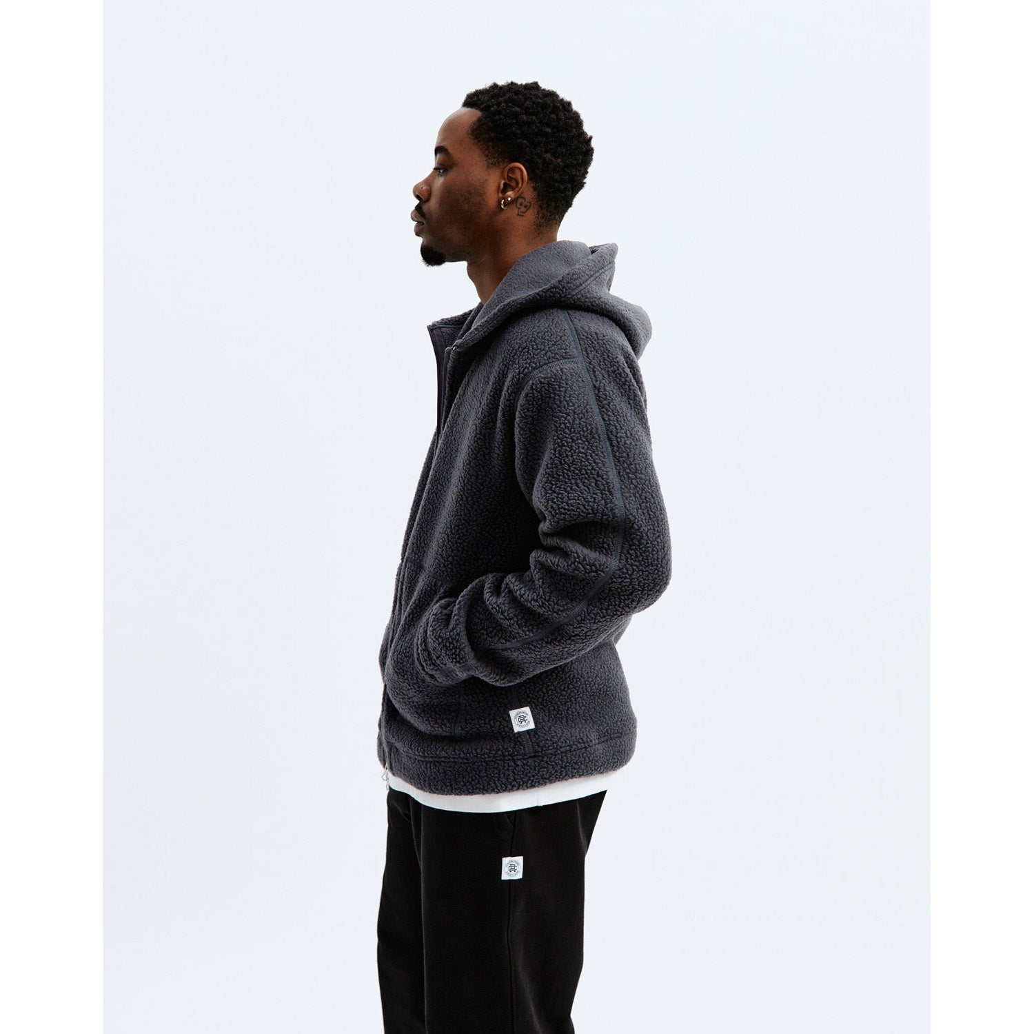 Reigning Champ Men Knit Polartec Sherpa Fullzip Hoodie Midnight RC-3834-MID - SWEATERS - Canada