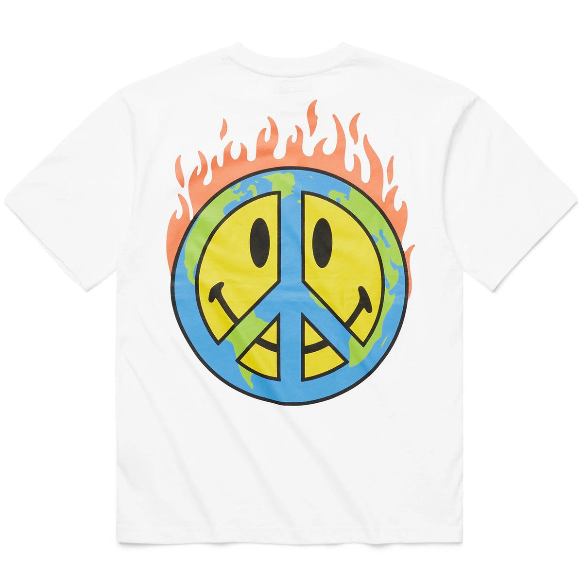 Market Men Smiley Earth On Fire T-Shirt White - T-SHIRTS - Canada