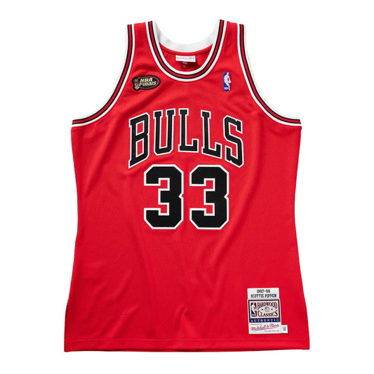 Mitchell & Ness NBA Chicago Bulls Finals Scottie Pippen #33 Scarlet Authentic Jersey 1997-98 72263B597SPIPP - TANK TOPS - Solestop.com - 