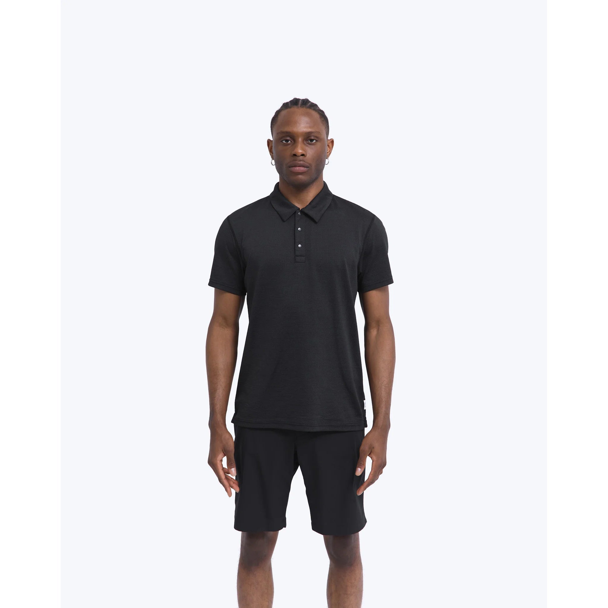 Reigning Champ Men Knit Solotex Mesh Polo Heather Black RC-1316-BLK - T-SHIRTS - Canada