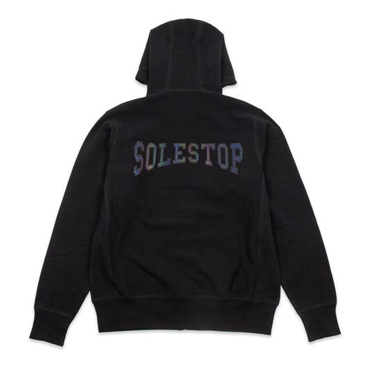 Solestop Men Zip Hooded Sweatshirt Black Iridescent Reflective - SWEATERS - Canada